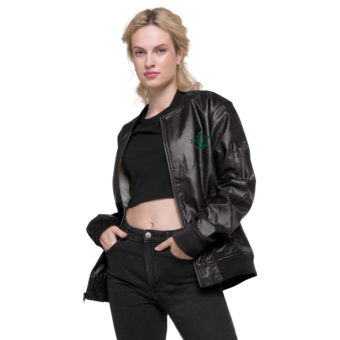 Inside Ink Wild Logo Leather Bomber Jacket