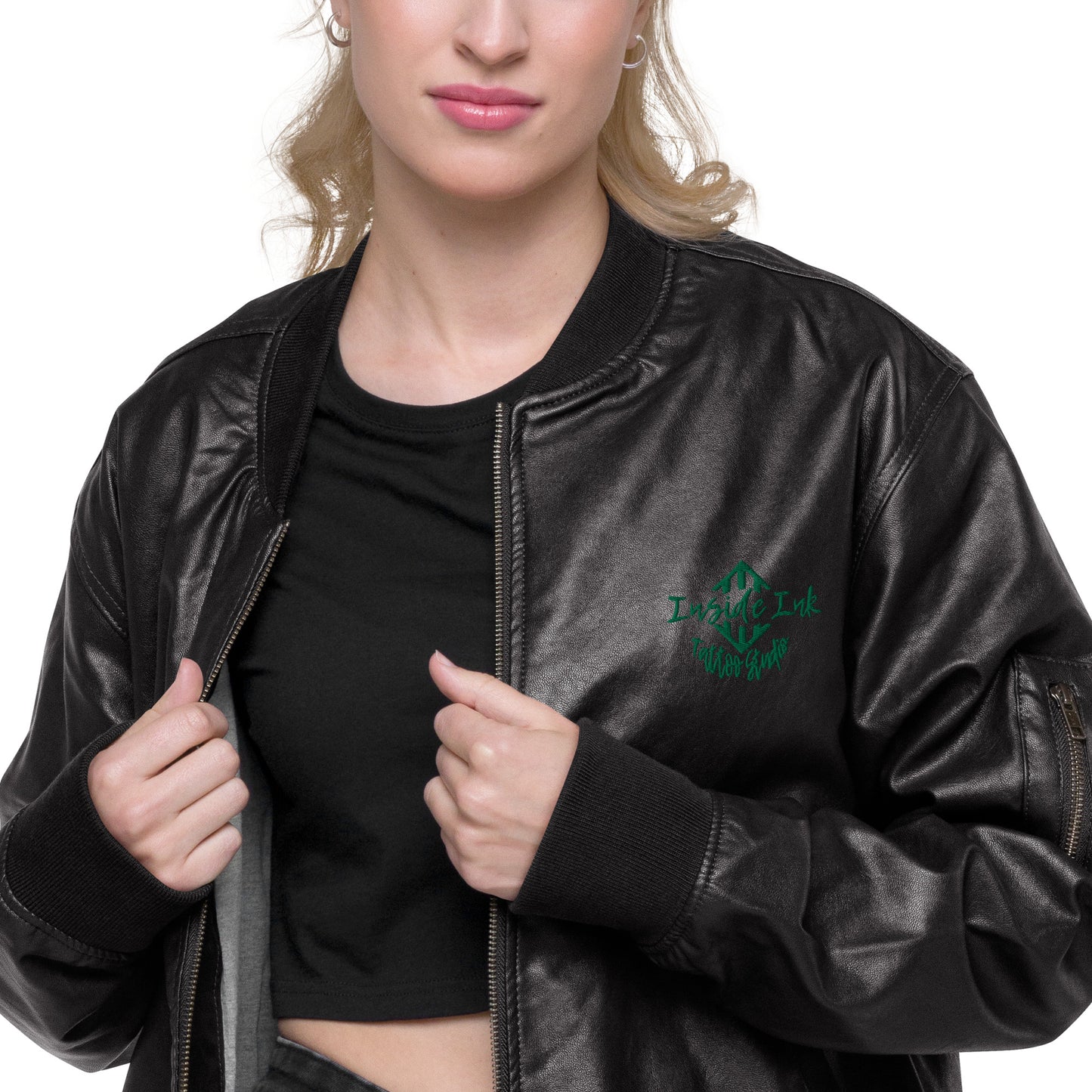 Inside Ink Wild Logo Leather Bomber Jacket