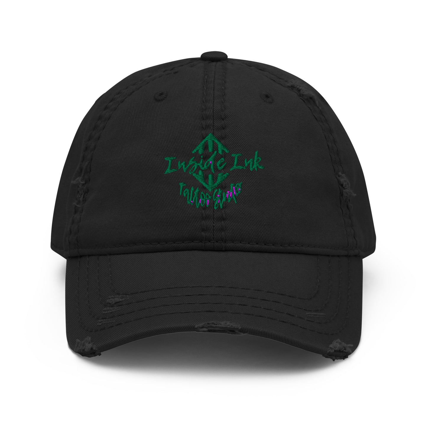 Inside Ink Wild Green Logo Distressed Dad Hat Black